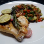 Thyme-lime chicken with lentil salad
